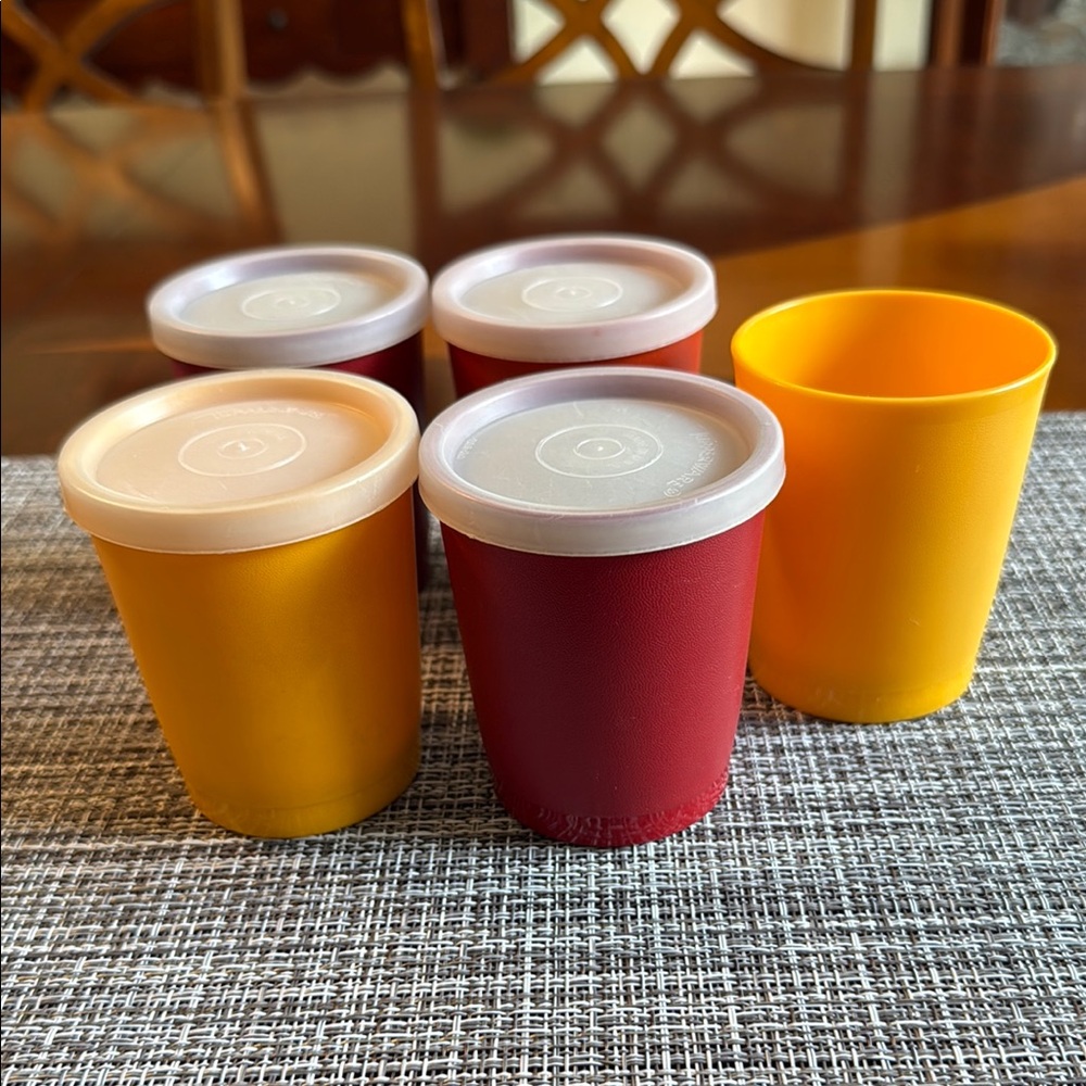 Tupperware Red and Yellow Drinkware Set